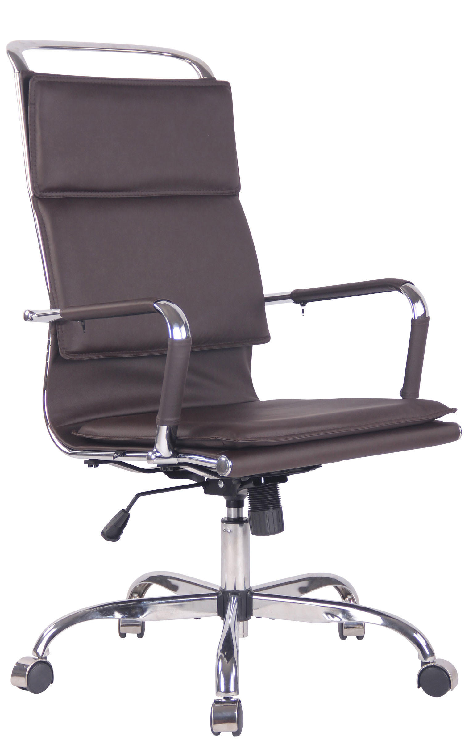 DREHSTUHL Lederlook coffee - Chromfarben/Braun, Textil/Metall (58/110/63cm) - CLP