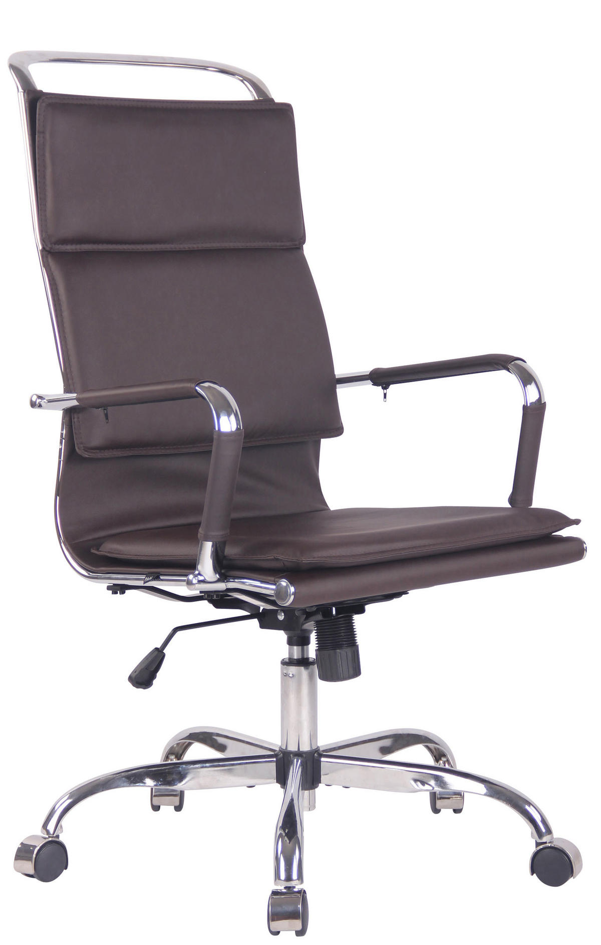 DREHSTUHL Lederlook coffee - Chromfarben/Braun, Textil/Metall (58/110/63cm) - CLP