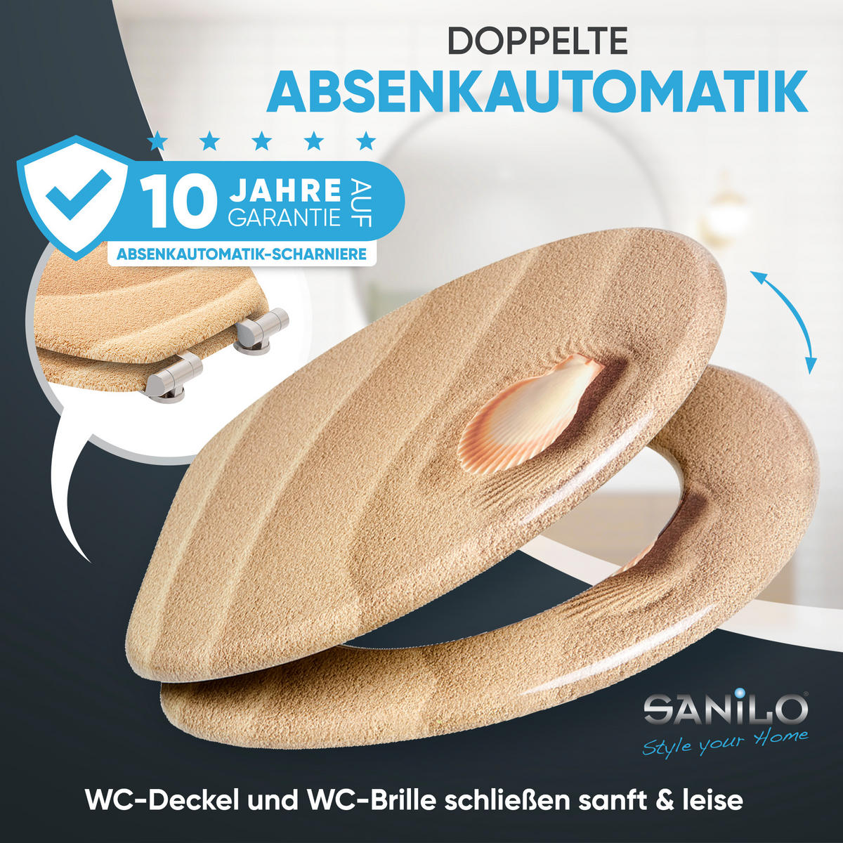 WC-SITZ mit Absenkautomatik Clam - Braun, Holzwerkstoff (38/6/47cm) - Sanilo