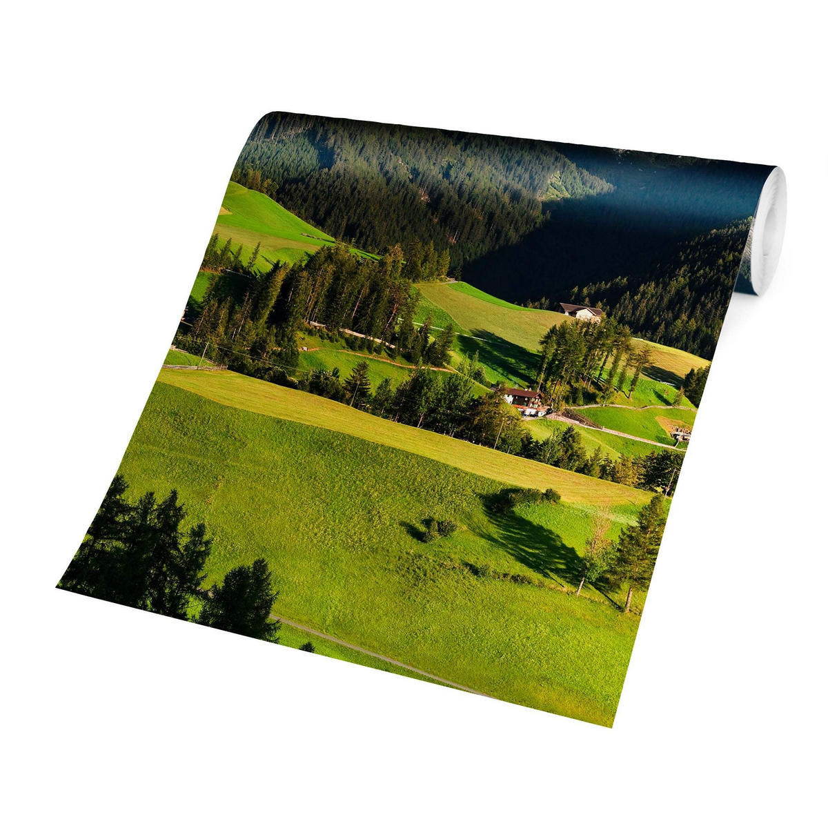 FOTOTAPETE Geislerspitzen in Südtirol 336/225 cm - Grün, Papier (336/225cm) - Bilderwelten