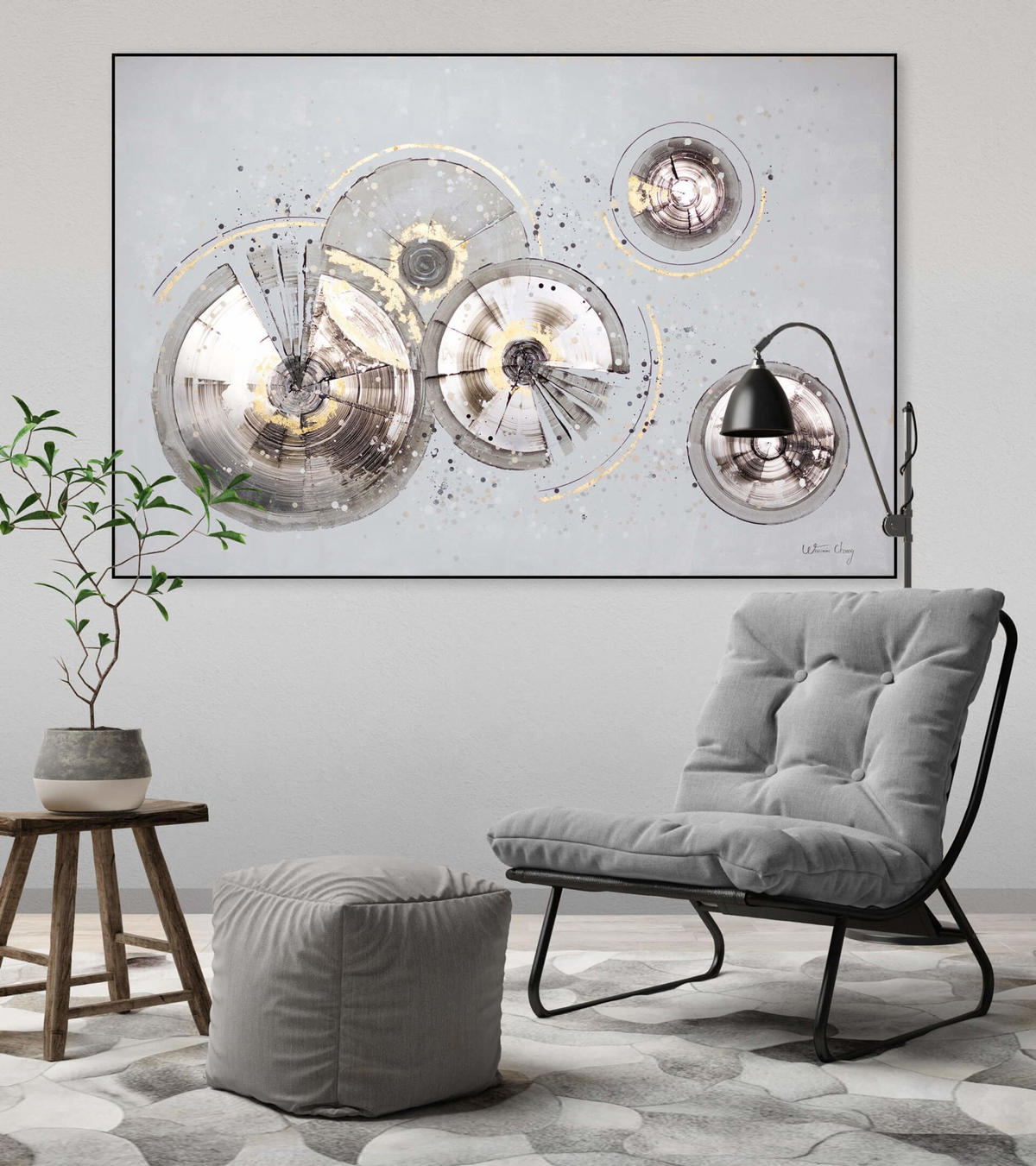 ACRYLBILD HANDGEMALT 120/80 cm - Grau, Holz/Textil (120/80cm) - KUNSTLOFT