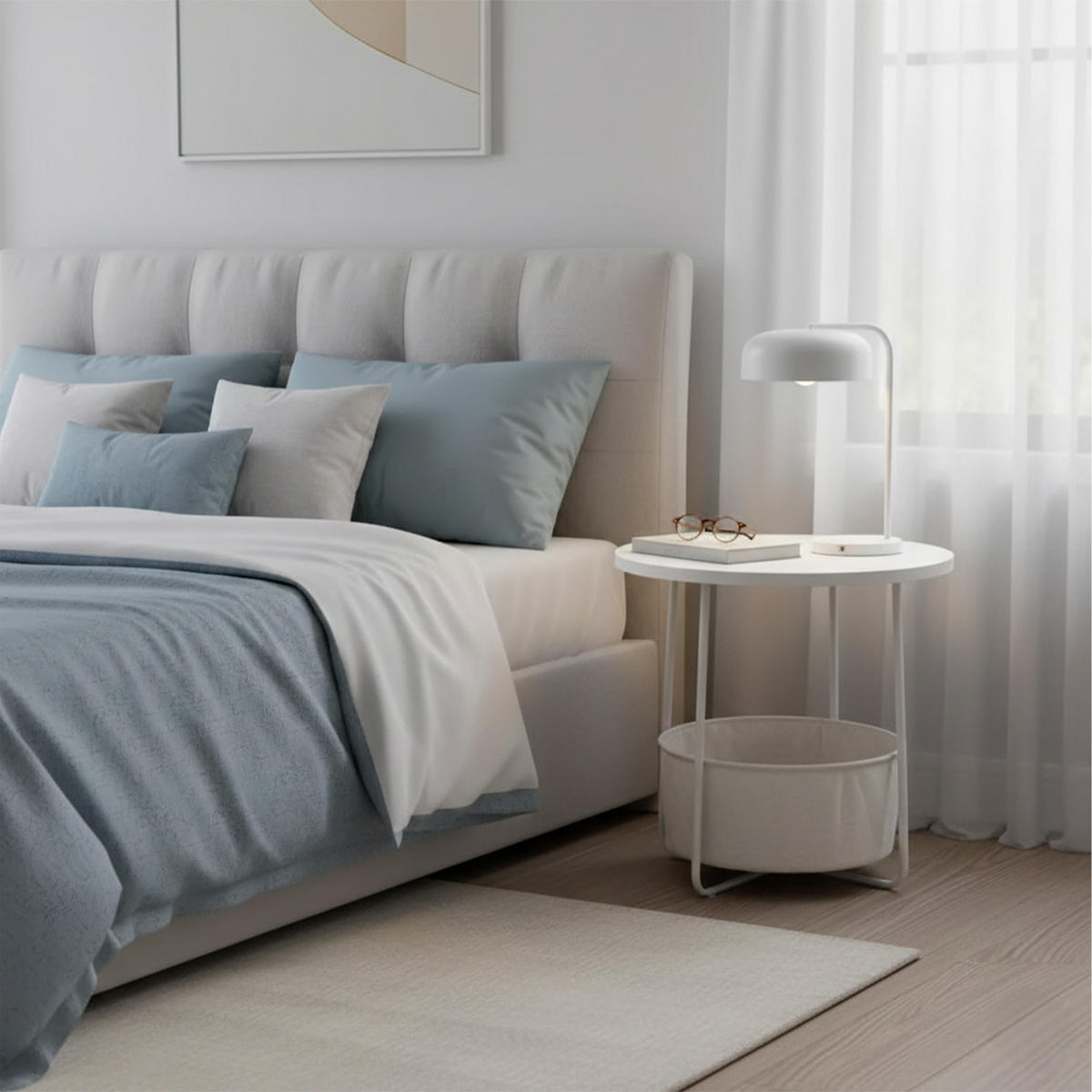 BEISTELLTISCH - Multicolor, Holzwerkstoff/Textil (45/45/50cm) - Relaxdays