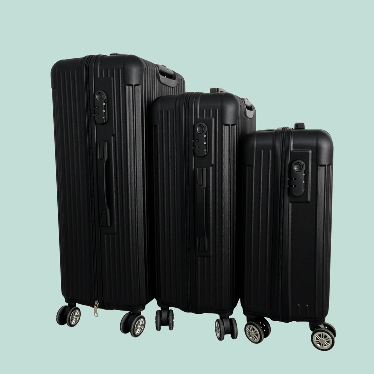 3-TLG.KOFFERSET - Schwarz, Kunststoff (48/75/29cm) - Relaxdays