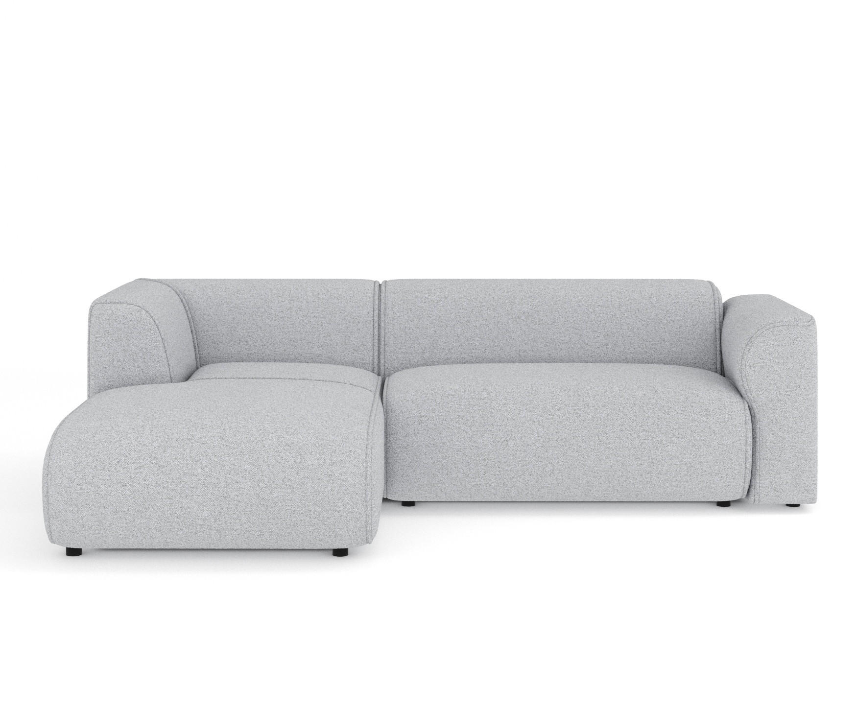 ECKSOFA Melani Hellgrau Webstoff - Hellgrau/Schwarz, Holz/Holzwerkstoff (253/153cm) - Maison de Reve