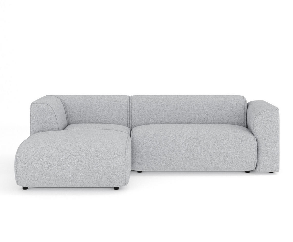 ECKSOFA Melani Hellgrau Webstoff - Hellgrau/Schwarz, Holz/Holzwerkstoff (253/153cm) - Maison de Reve