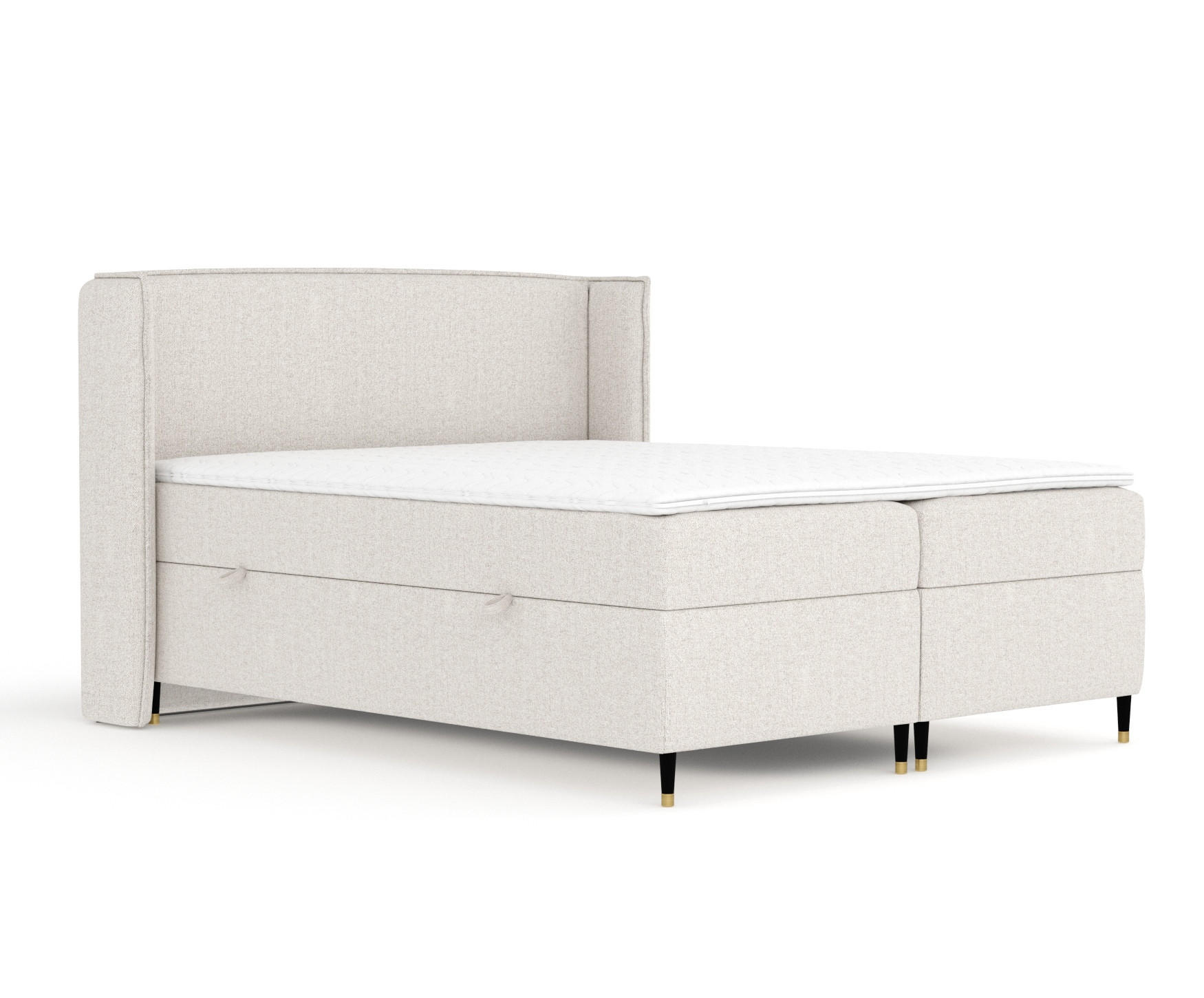 BOXSPRINGBETT Segni Hellbeige 200/200 cm mit Matratze und Topper - Beige/Schwarz, Holz/Holzwerkstoff (200/200cm) - Maison de Reve