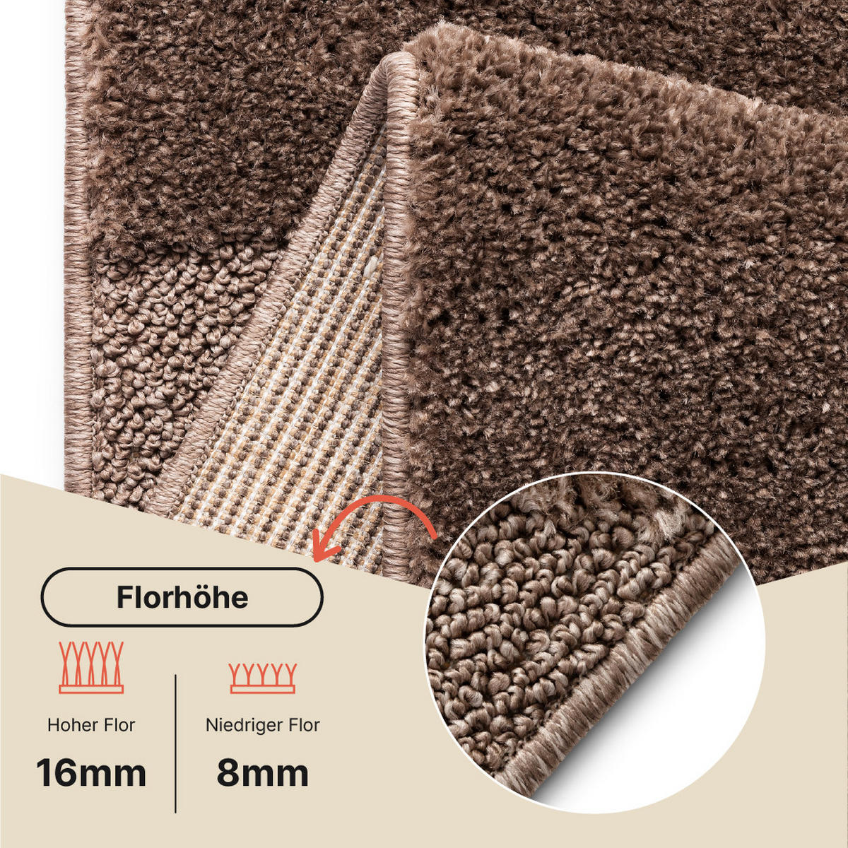 KURZFLORTEPPICH RELIEVO taupe abstrakt 3D-Struktur 140/200 cm - Taupe, Textil (140/200cm) - Tapiso