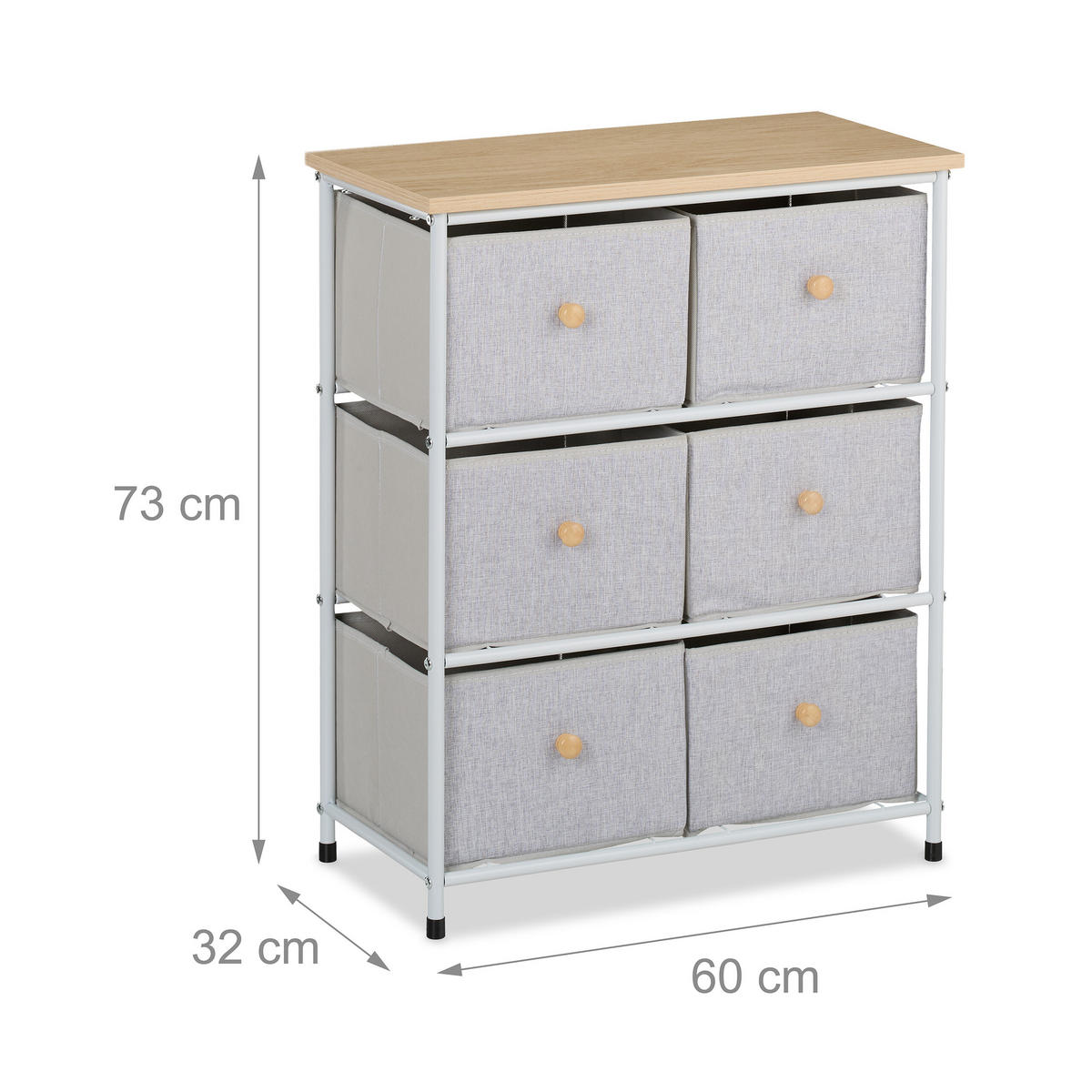 KOMMODE - Multicolor/Braun, Holz/Holzwerkstoff (60/73/32cm) - Relaxdays
