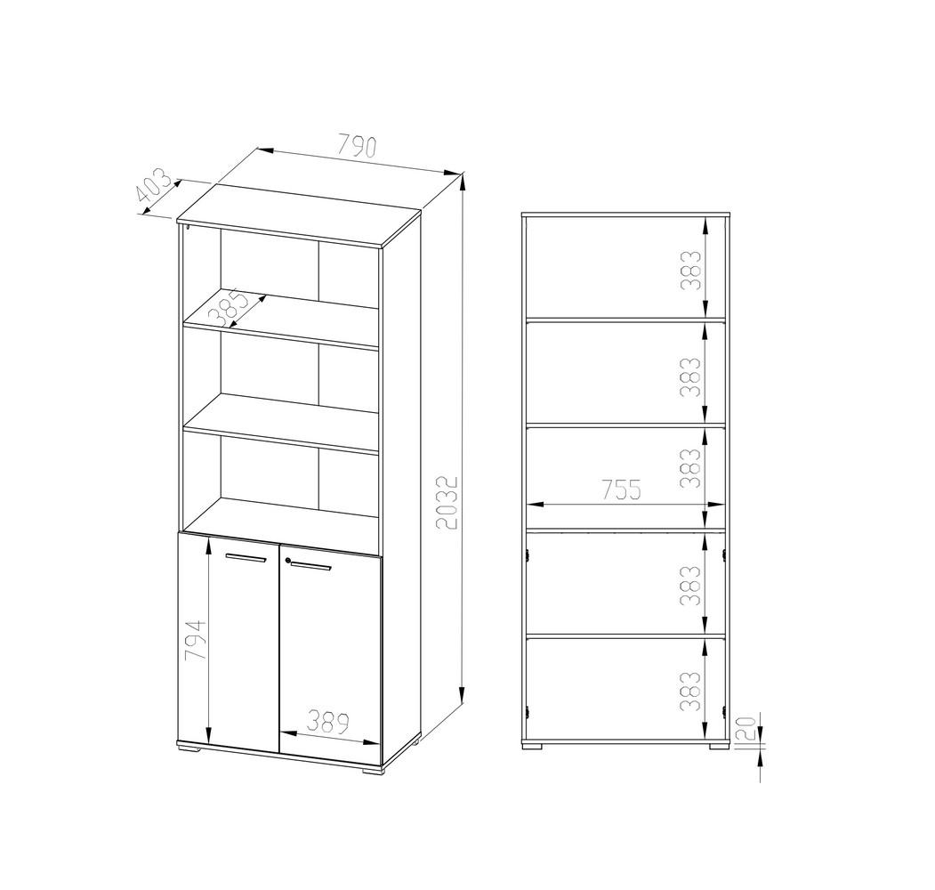 AKTENSCHRANK Optimal Sonoma Eiche hell 79 / 41 / 204cm - Braun/Sonoma Eiche, Holz/Holzwerkstoff (79/204/41cm) - Feldmann-Wohnen