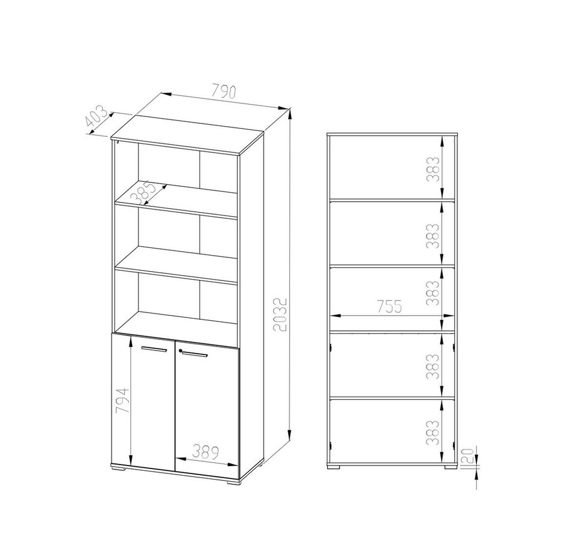 AKTENSCHRANK Optimal Sonoma Eiche hell 79 / 41 / 204cm - Braun/Sonoma Eiche, Holz/Holzwerkstoff (79/204/41cm) - Feldmann-Wohnen