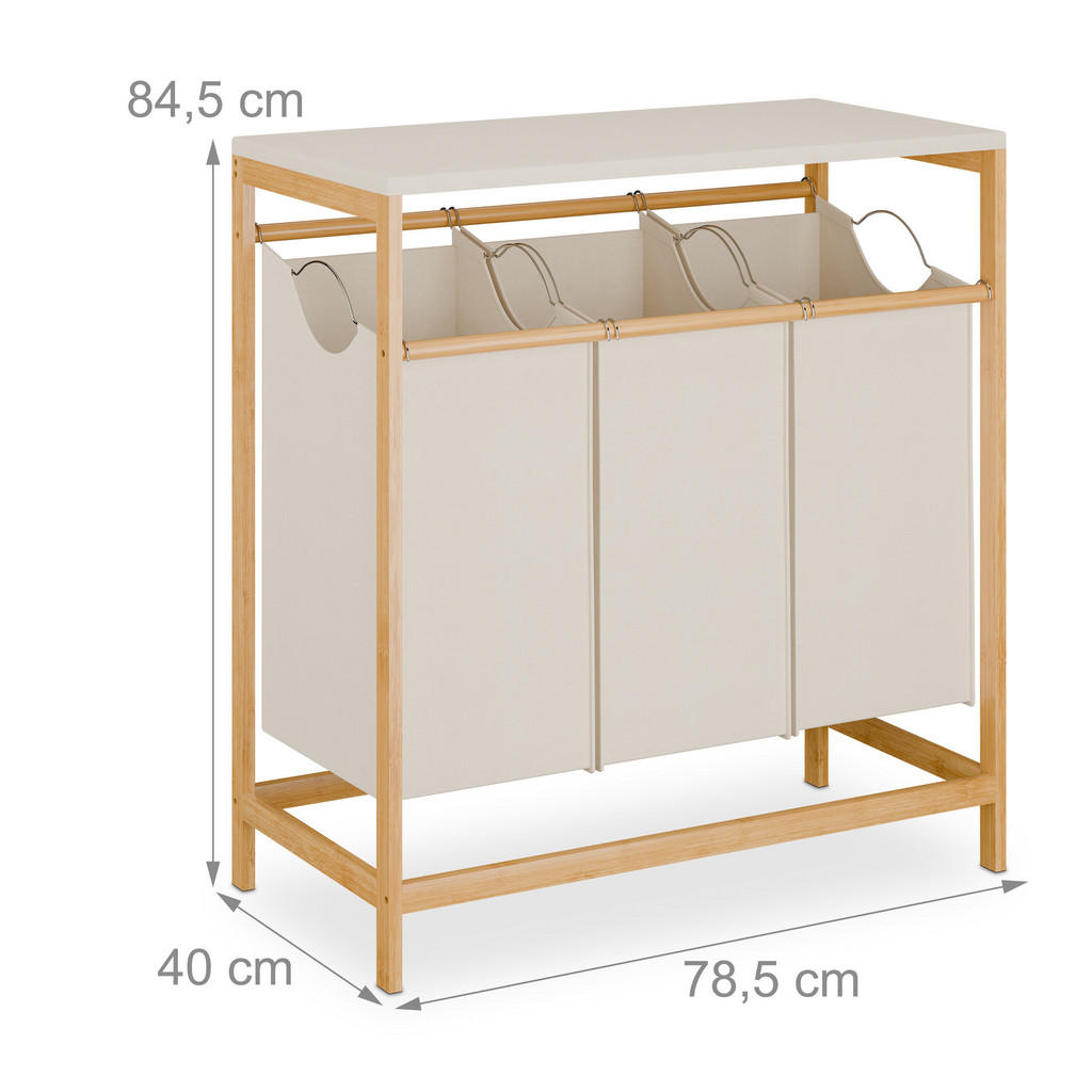 Thumbnail - Relaxdays Wäschesammler, Mehrfarbig, Holz, Textil, 78.5x84.5x40 cm, Ordnen & Aufbewahren, Wäschekörbe & Tonnen