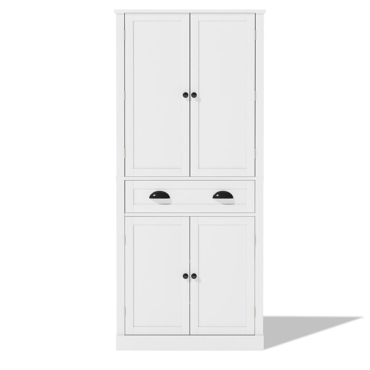 BUFFETSCHRANK, Vorratsschrank mit 4 Türen & 1 Schublade, 4 verstellbare Einlegeböden, Holzwerkstoff, 80/40/182 cm, Weiß - Weiß, Holzwerkstoff (80/182/40cm) - Modfu