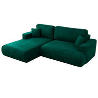 ECKSOFA OVO L Dunkelgrün Velvet - Links Seite - Dunkelgrün/Dunkelgrau, Kunststoff/Textil (271/195cm) - MKS