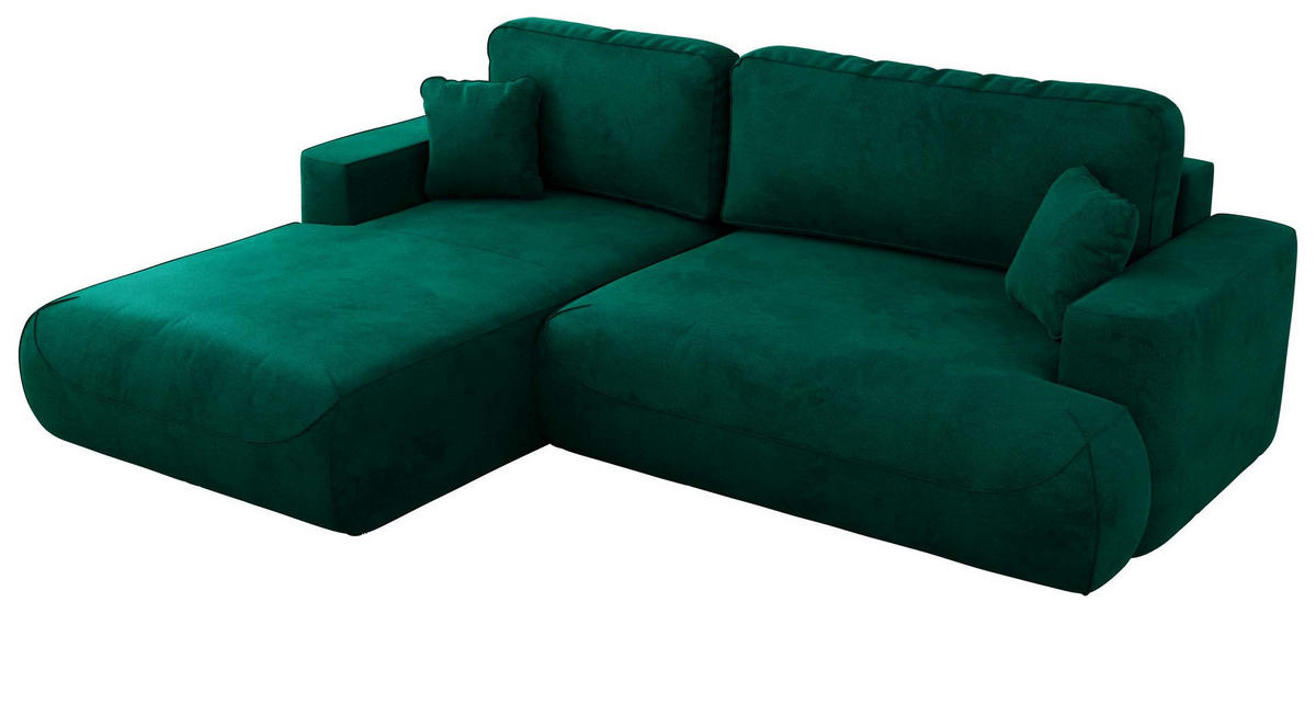 ECKSOFA OVO L Dunkelgrün Velvet - Links Seite - Dunkelgrün/Dunkelgrau, Kunststoff/Textil (271/195cm) - MKS