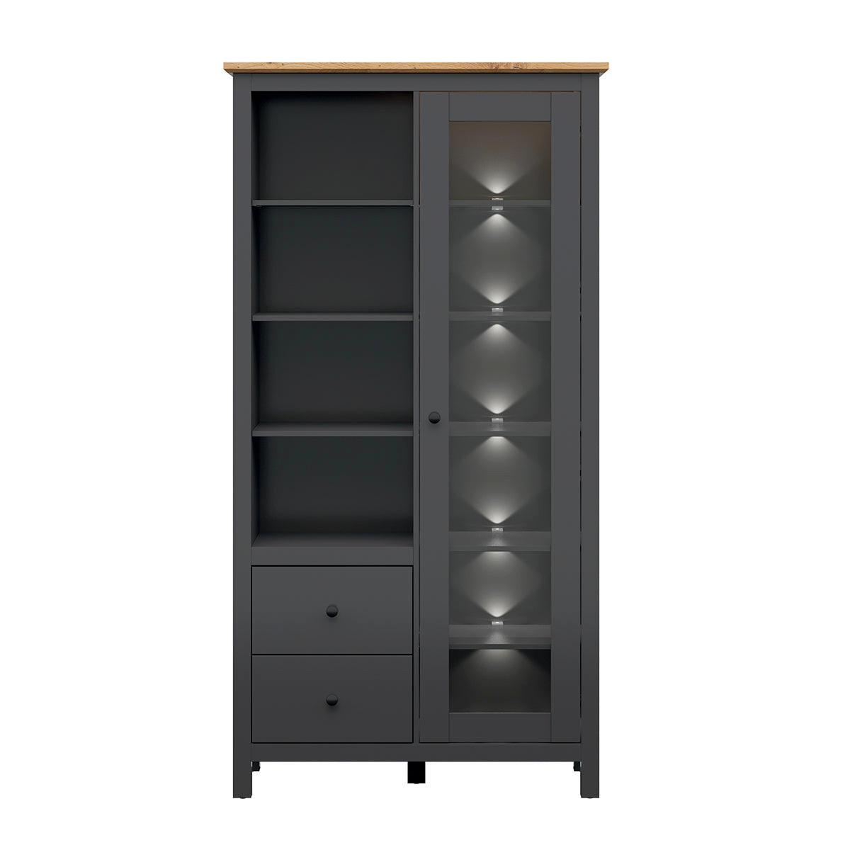 GESCHIRRSCHRANK Duck Anthrazitgrau und Holz - Grau, Holzwerkstoff (106/203/44cm) - Petits-meubles
