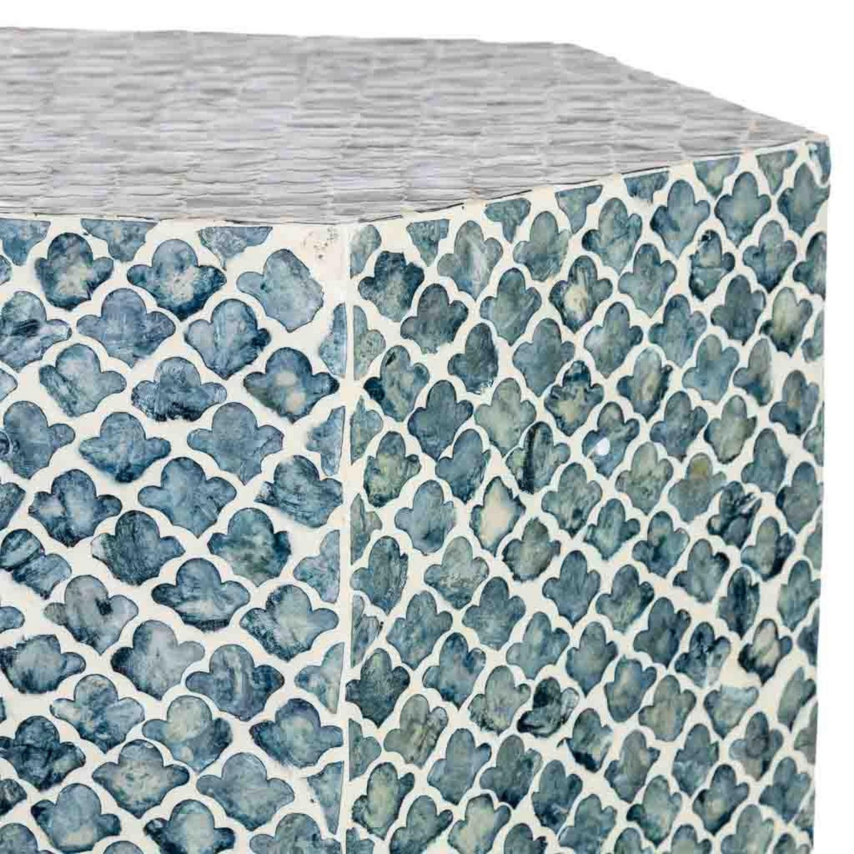 TISCH aus Holz und Capiz, grau, 45x40x50cm - Grau, Holz (40/45/50cm) - Wanderlust