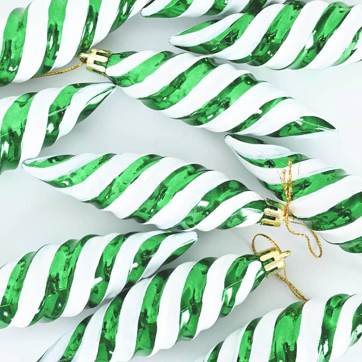 WEIHNACHTSKUGEL Spiralenform 40 -teilig 3/11 cm Grün Kunststoff - Grün, Kunststoff (3/11/3cm) - vidaXL