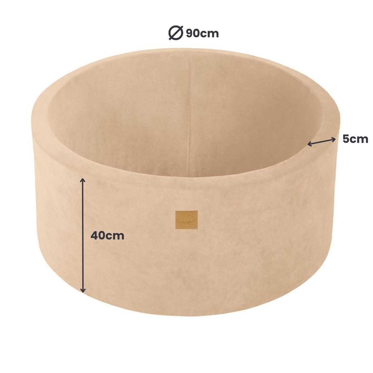 BÄLLEBAD für Kinder, Samt, Ecru - Ecru/Beige, Textil (90/90/40cm) - MeowBaby