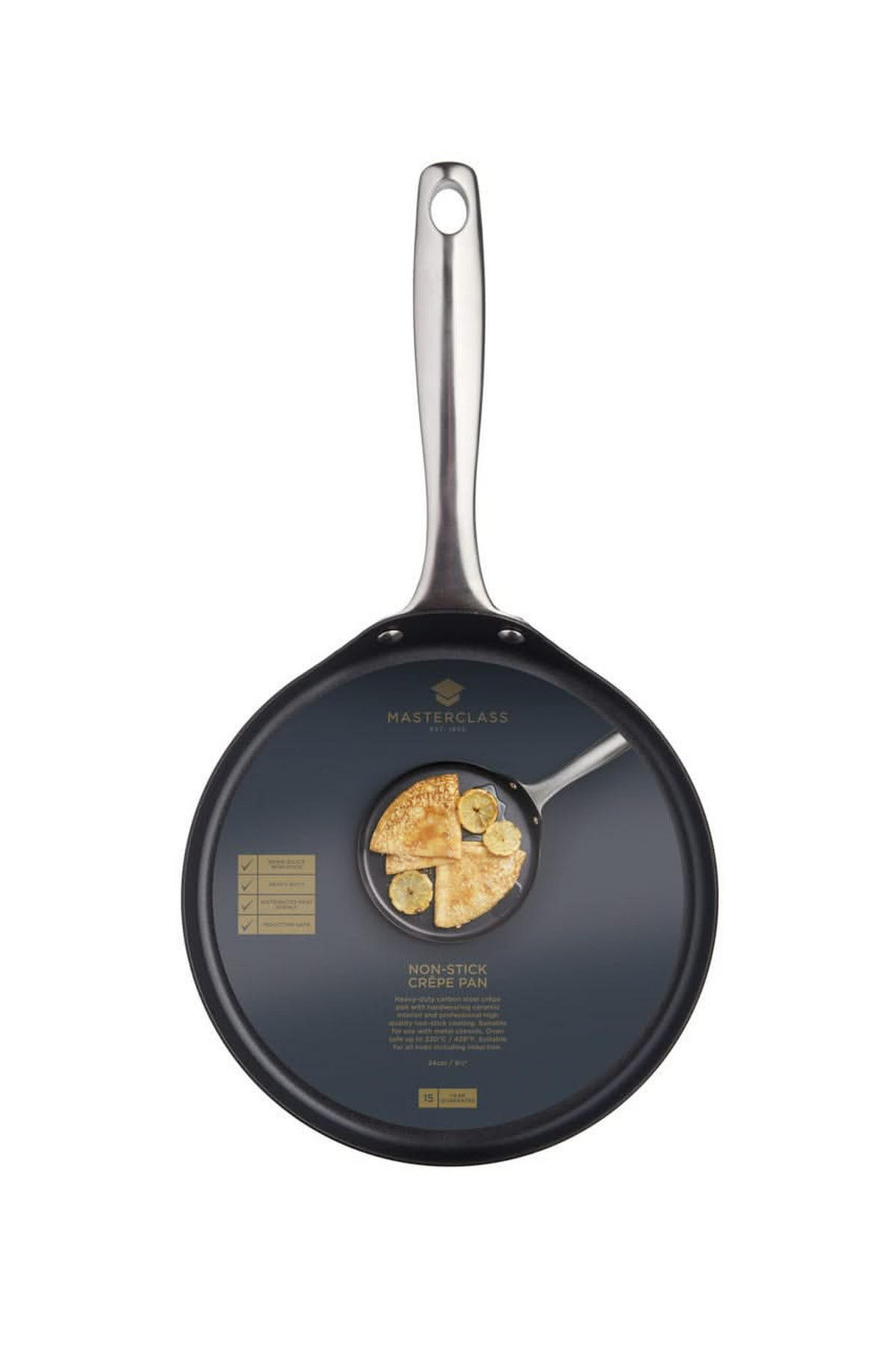MASTERCLASS Pfannkuchenpfanne ø 24 cm - Standard Antihaftbeschichtung - Schwarz, Metall (24cm)