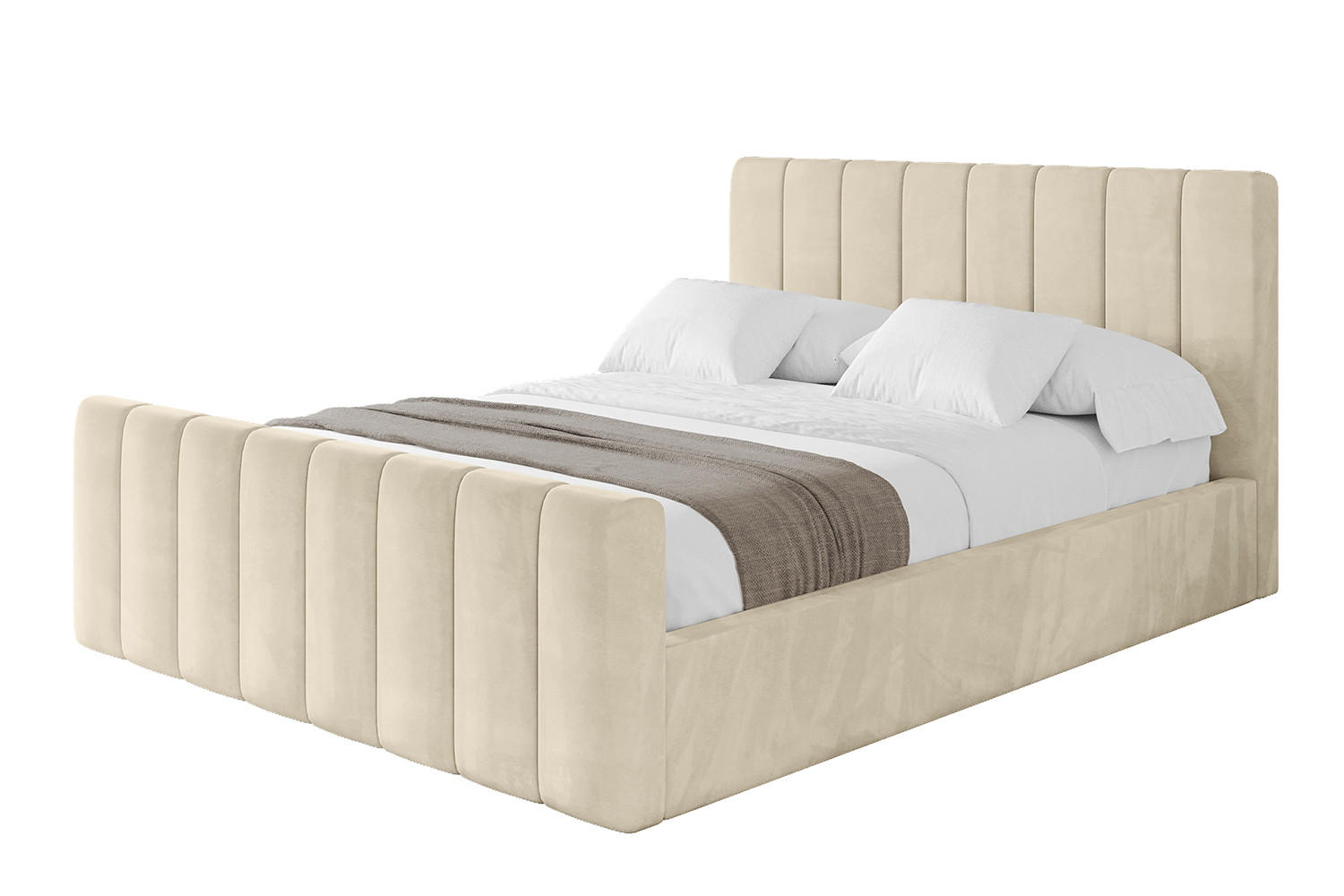 POLSTERBETT mit Bettkasten, Fußteil und Lattenrost, Boxbett mit Matratze H3/H4 - STERA-Z 140x200 Beige - Cappuccino, Holzwerkstoff/Textil (140/200cm) - ALTDECOR