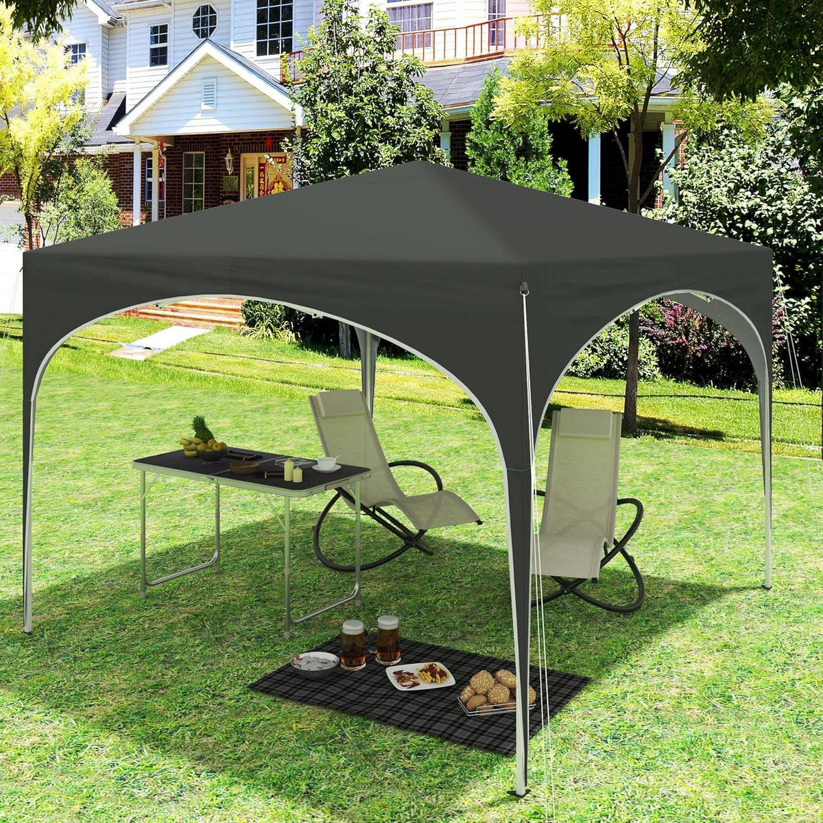 PAVILLON Faltbar wasserdichter Faltpavillon, aus Oxford Metallrahmen 3x3m - Grau, Metall (300/260/300cm) - Woltu