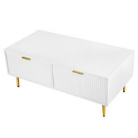 COUCHTISCH weiß mit goldenen Metallbeinen 100 × 50 × 40 cm aus MDF - Weiß, Holzwerkstoff (50/100/40cm) - Luhomfu