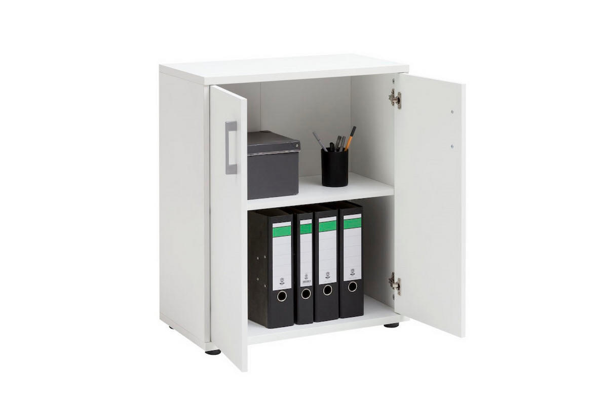 AKTENSCHRANK Tiger Small 77x65x34 cm 2 Fächern & 2 Flügeltüren Weiß - Weiß, Holz (65/77/34cm) - PROREGAL