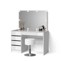 SCHMINKTISCH Imola Weiß mit LED Beleuchtung und Hocker - Weiß, Holzwerkstoff (120/75/55cm) - Livinity®