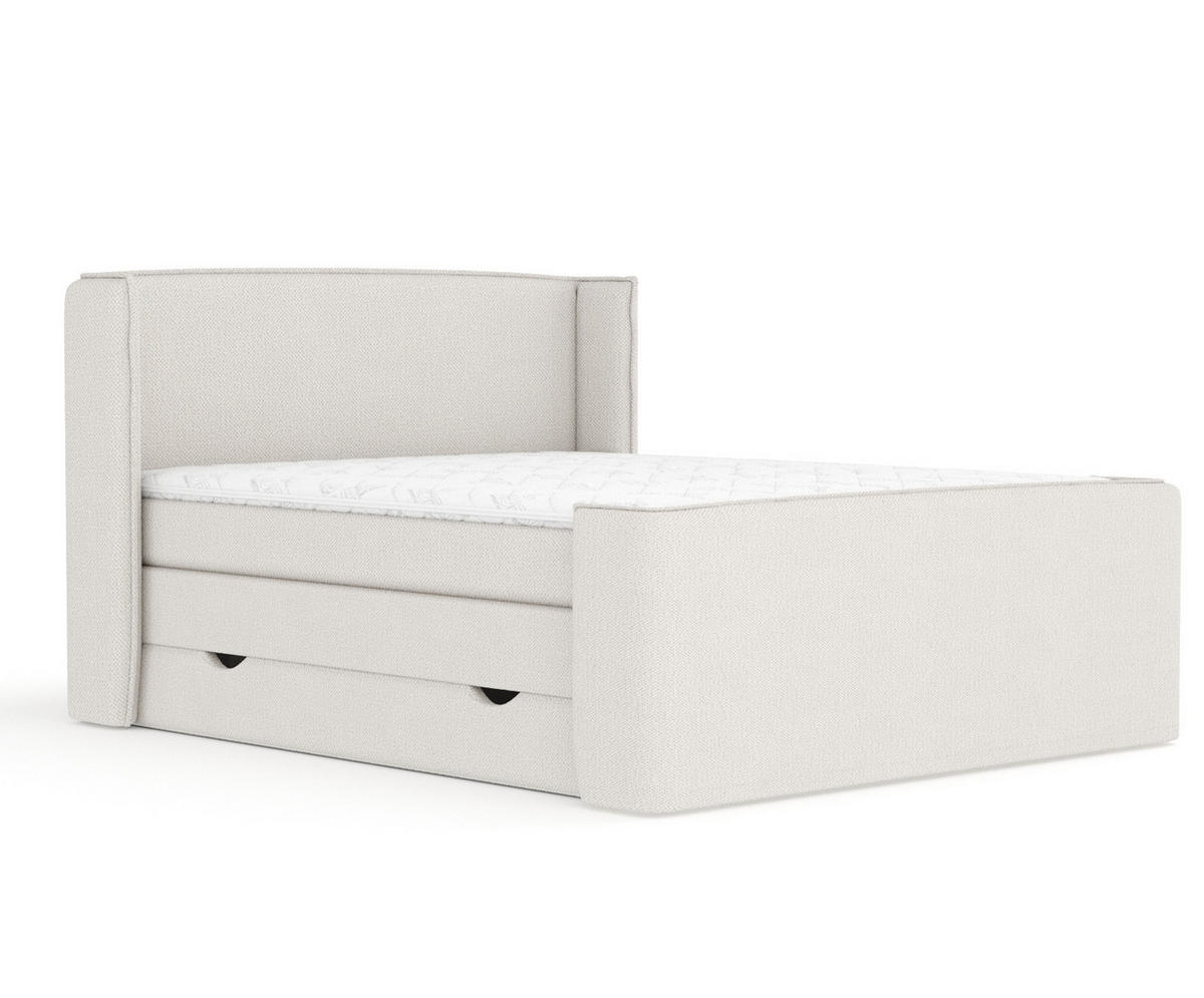 BOXSPRINGBETT Freeland Beige 180/200 cm mit Matratze und Topper - Beige/Schwarz, Holz/Holzwerkstoff (180/200cm) - Maison de Reve