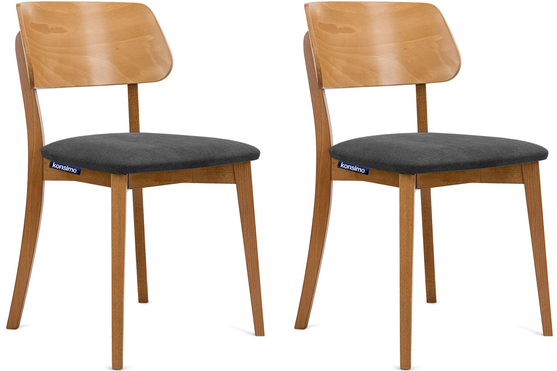 STUHL-SET VINIS 2tlg. Velours-Sitz, graphit - Eichefarben/Graphitfarben, Holz/Buchenholz (47/81/45cm) - KONSIMO®