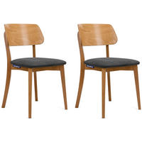 STUHL-SET VINIS 2tlg. Velours-Sitz, graphit - Eichefarben/Graphitfarben, Holz/Buchenholz (47/81/45cm) - KONSIMO®