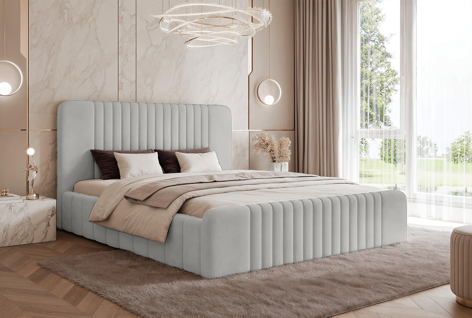 POLSTERBETT Pariotto 200x200 cm, Hellgrau - Hellgrau, Textil (200/200cm) - Fedve