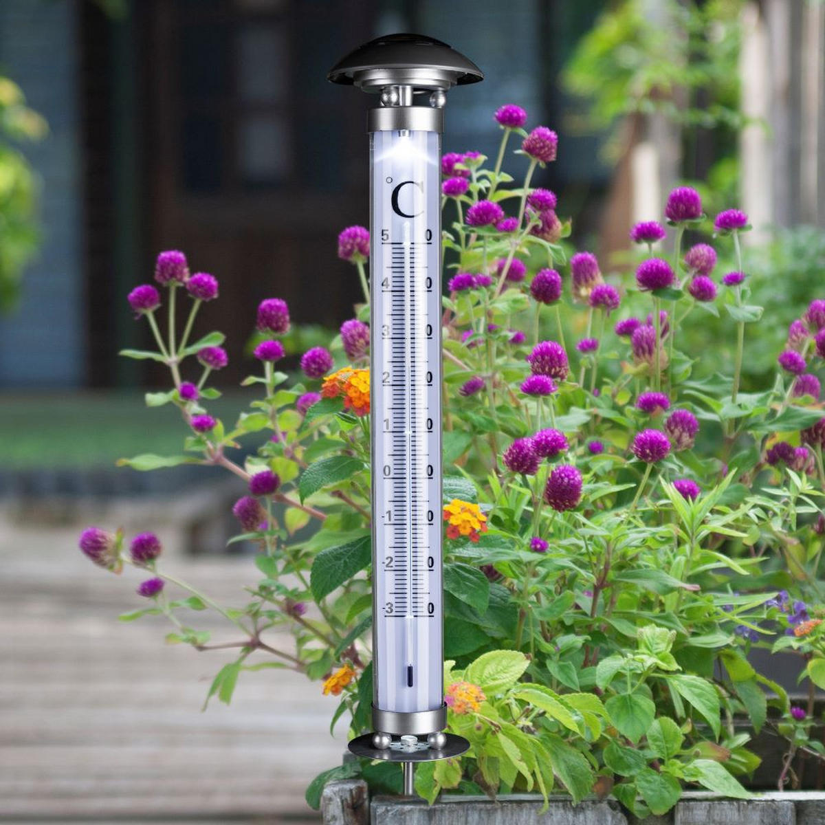SOLAR Thermometer Maße: ca. 12,5 x 12,5 x 112 cm - Transparent, Kunststoff (12.5/112cm) - Haushalt International