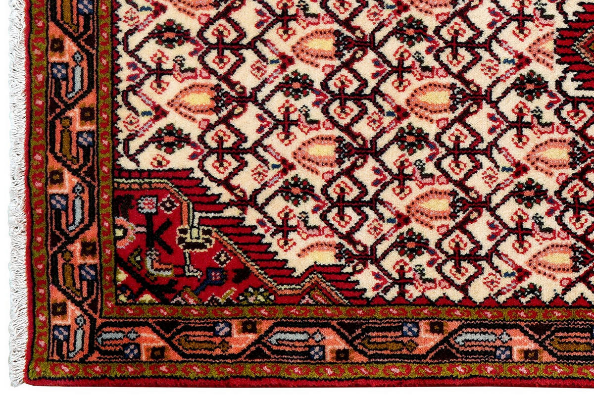 LÄUFER Orient handgeknüpft Assadabad Beige, Rot 195/80 cm Schurwolle - Beige/Rot, Textil (80/195cm) - Looma