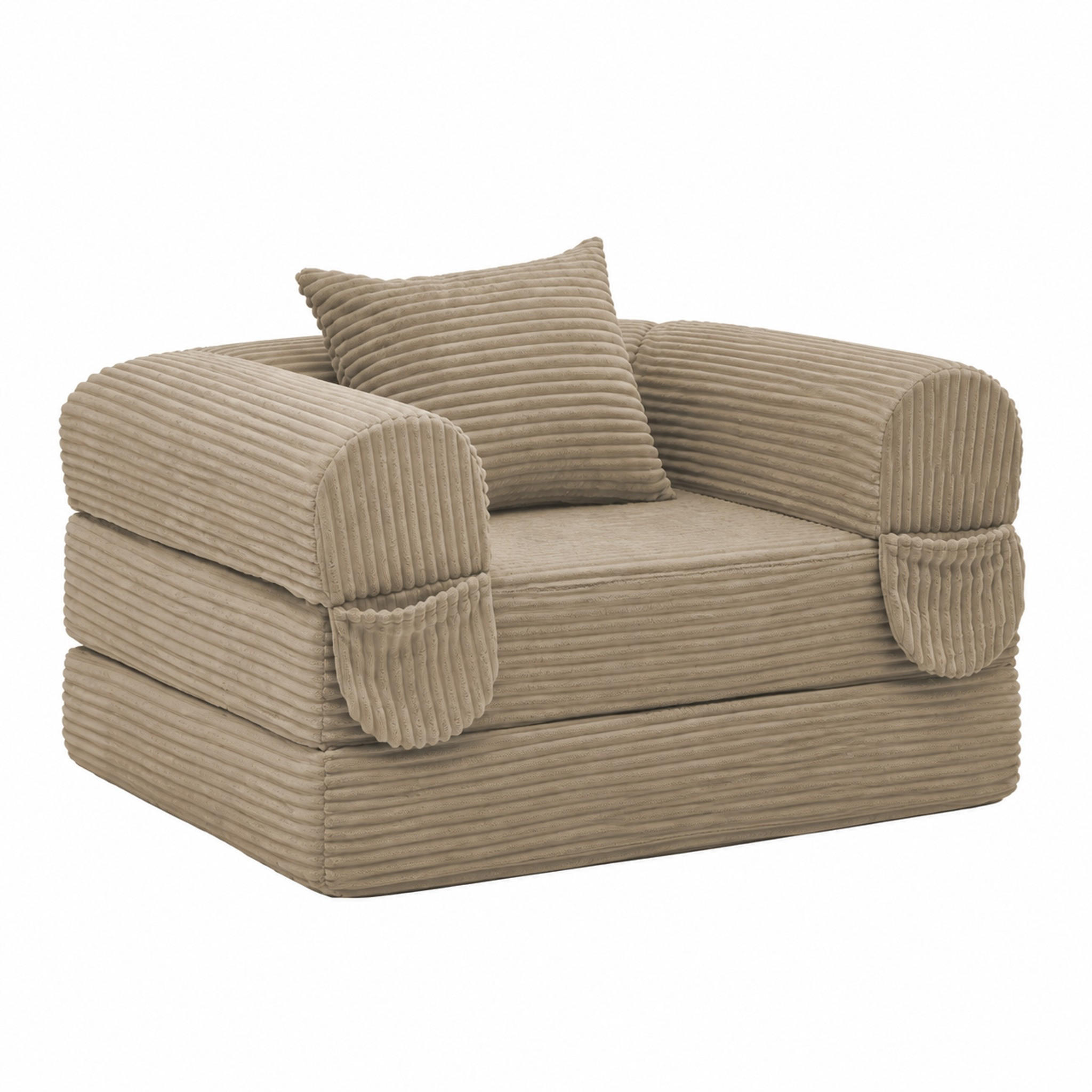 SCHLAFSOFA 2-in-1 Einzelsessel Klappbar Braun Cord - Braun, Kunststoff (85/65/120cm) - Meubliv