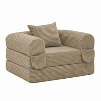 SCHLAFSOFA 2-in-1 Einzelsessel Klappbar Braun Cord - Braun, Kunststoff (85/65/120cm) - Meubliv