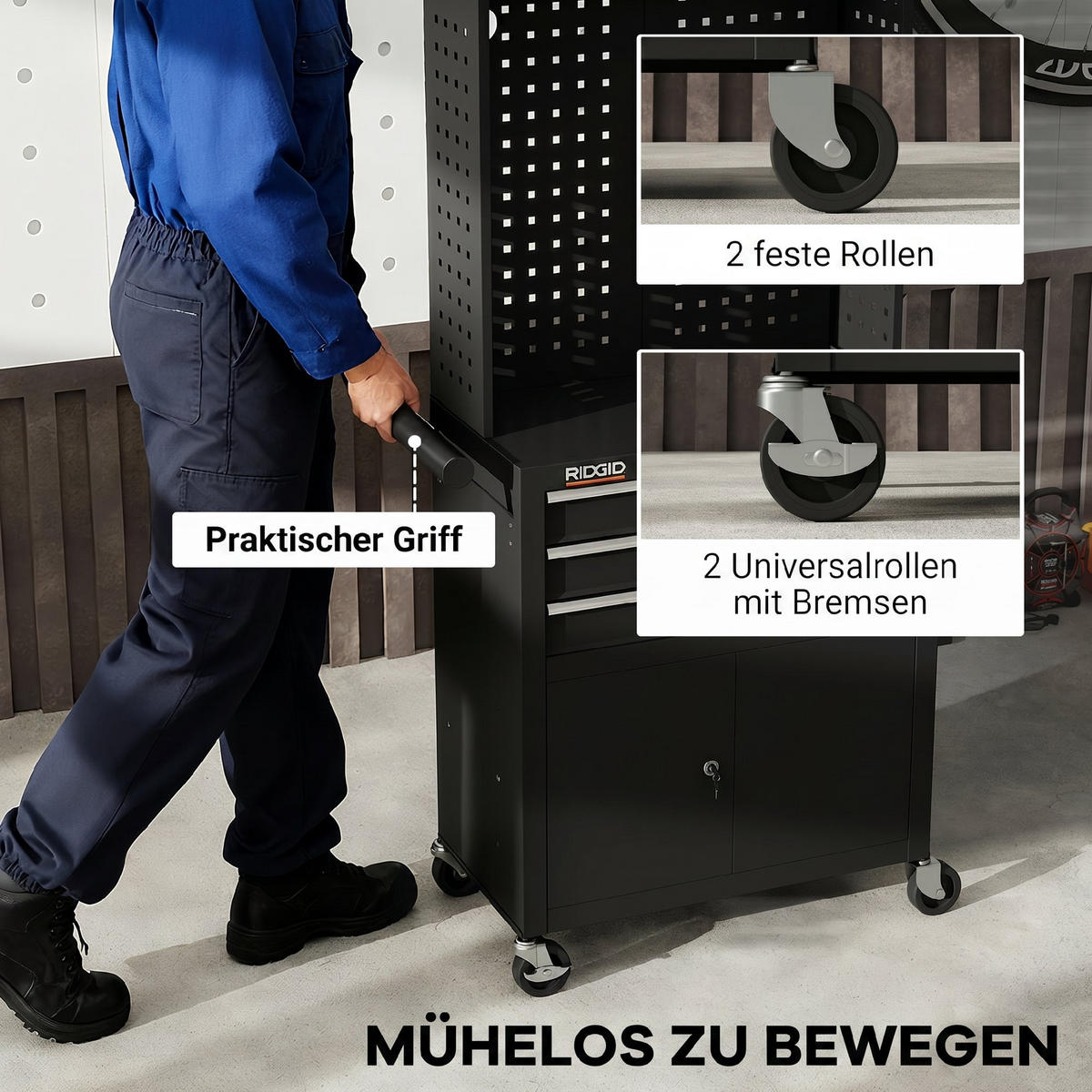 WERKZEUGSCHRANK 80 Schwarz - Schwarz, Metall (33/133/69cm) - HOMCOM