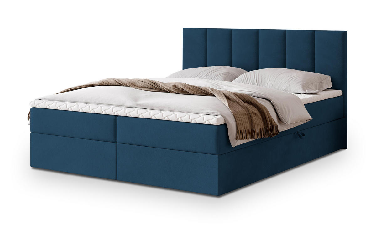 POSTEL BOXSPRING MERIL 160x200 cm, s matrací a úložným prostorem, modrá - modrá, kompozitní dřevo/textil (160/200cm) - MASSENO