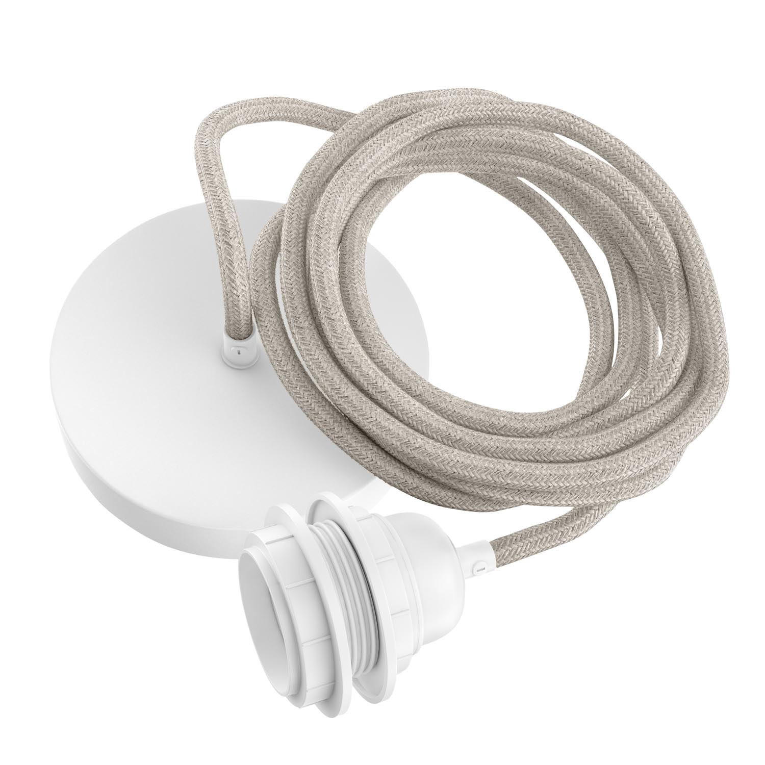 PENDELLEUCHTE Hang 1 Flammig Retro - Creme/Weiß, Naturmaterialien (250/1/250cm) - HOOPZI