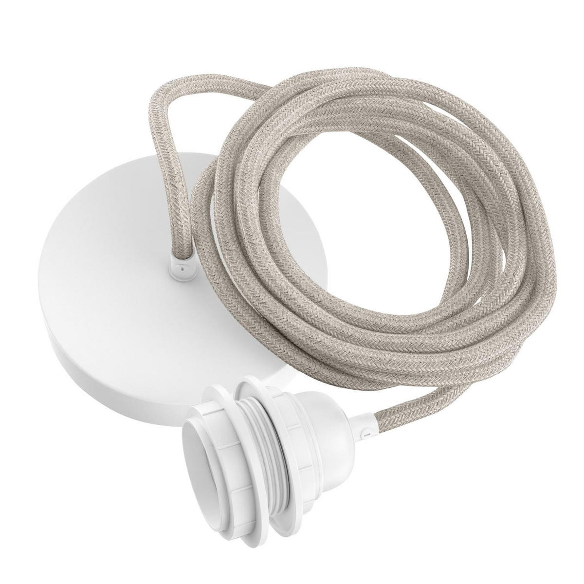 PENDELLEUCHTE Hang 1 Flammig Retro - Creme/Weiß, Naturmaterialien (250/1/250cm) - HOOPZI