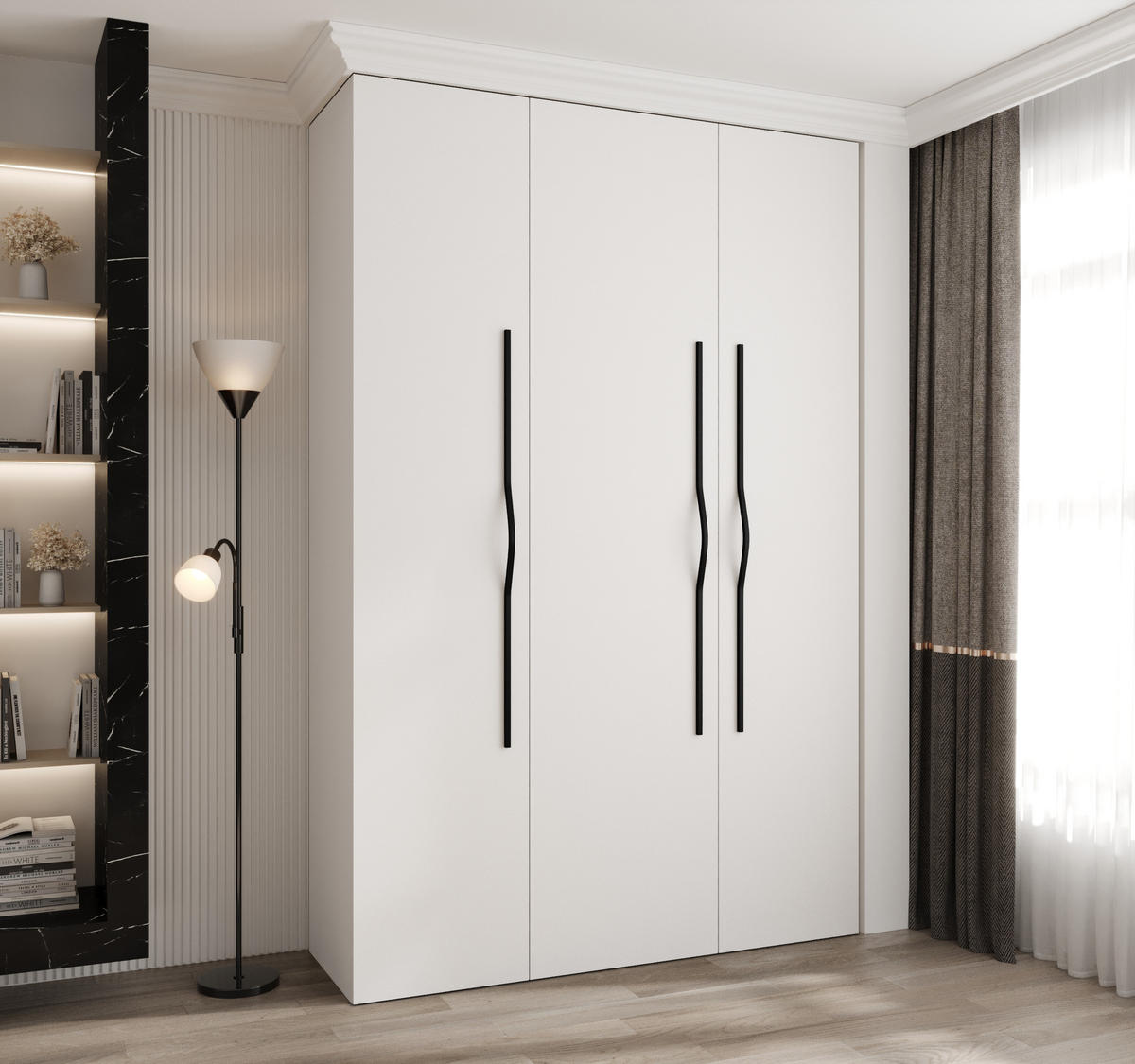 DREHTÜRENSCHRANK 245,5/160/40 3-türig - Schwarz/Weiß, Holz/Metall (160/245.5/40cm) - Abiks Möbel