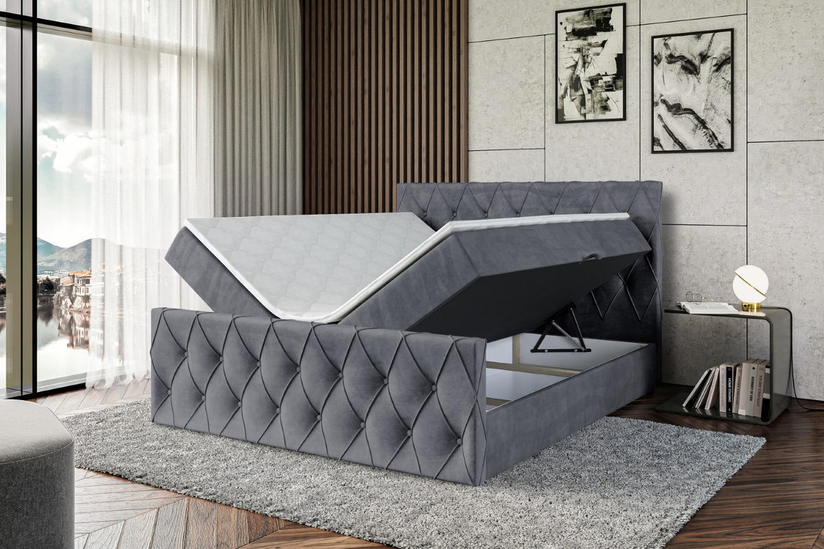 BOXBETT AMAY-Z - 200x200 cm - H3 - Dunkelgrau - Dunkelgrau, Holzwerkstoff (200/200cm) - ALTDECOR