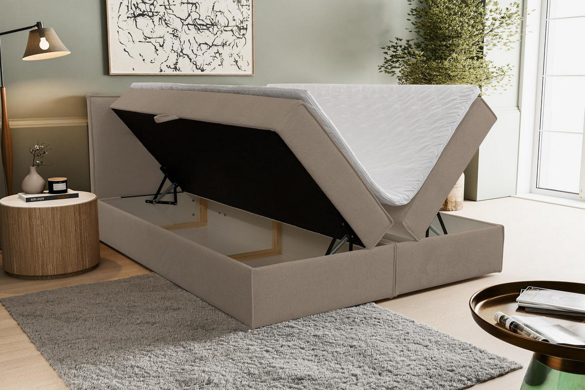 BOXBETT CALIDO mit zwei Bettkästen H2/H3 Matratze und Topper 180 x 200 cm - Braun, Holzwerkstoff (180/200cm) - VENASI MÖBEL