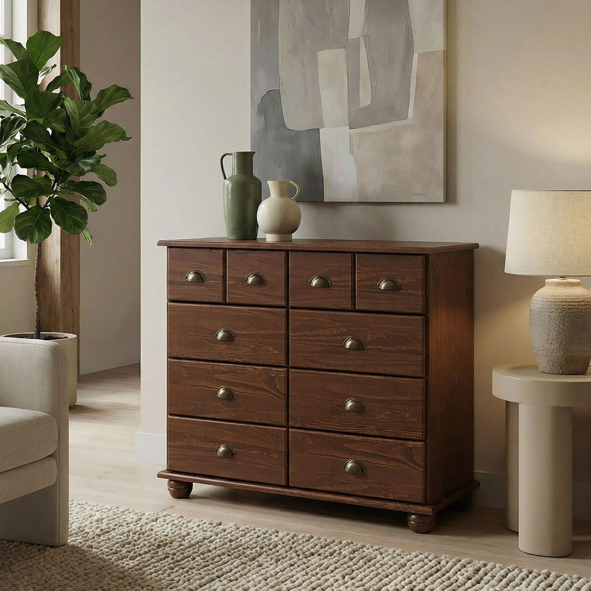 APOTHEKERKOMMODE COLMAR Kastanie - Kastanienfarben, Holz (92/80/39cm) - IDIMEX