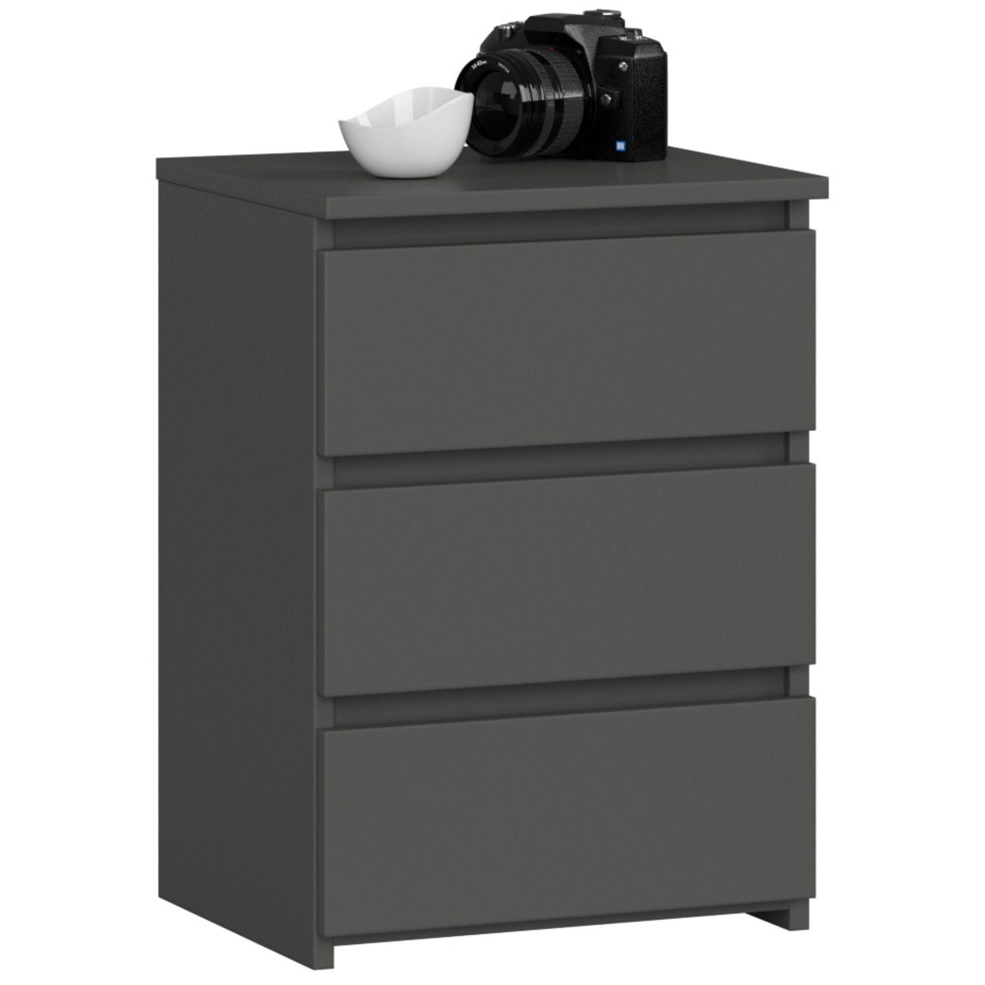 NACHTSCHRANK Grau 40x35x57 cm - Grau/Sonoma Eiche, Holzwerkstoff (40/57/35cm) - Akord
