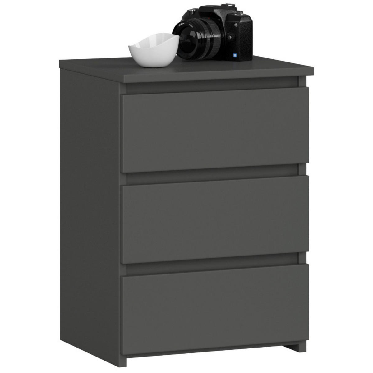 NACHTSCHRANK Grau 40x35x57 cm - Grau/Sonoma Eiche, Holzwerkstoff (40/57/35cm) - Akord