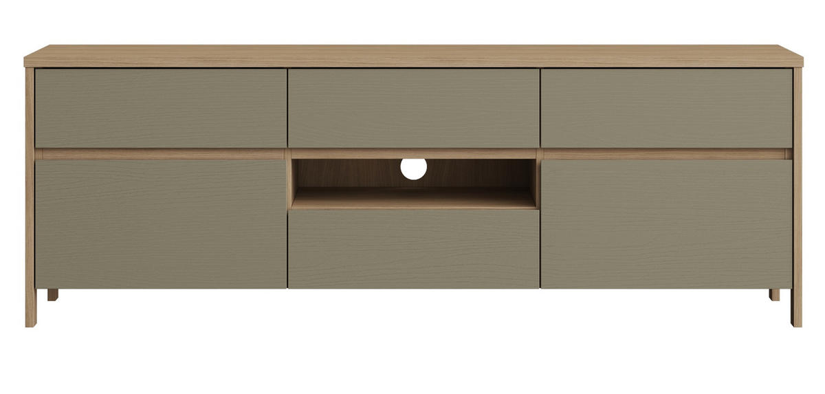 TV-LOWBOARD Salbei grün, Eiche, TV Unterteil skandinavisch 164 cm, Soft-Close - Salbeigrün/Eichefarben, Holzwerkstoff/Metall (164/58/39cm) - Furn.Design