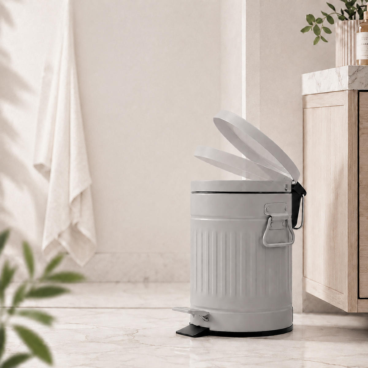 COȘ Gri 3 l cu pedală închidere soft close - gri, material plastic/metal (17/26.5/17cm) - Relaxdays