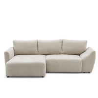 ECKSOFA NICE L Links mit Schlaffunktion 137x204 Chenille Beige - Beige/Schwarz, Holz/Textil (260/165cm) - Muffo