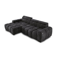 ECKSOFA OMBO 285x168x77/97 cm, Links, Schlaffunktion, elektr. Sitz, Kopfstützen, hydrophober EDEN-Stoff – Schwarz - Schwarz, Holz/Textil (168/285cm) - DomoHome